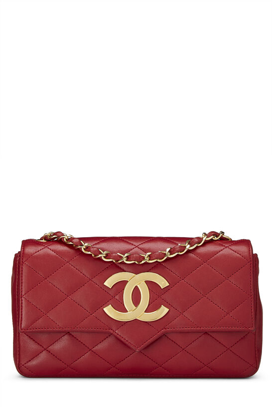 Red Quilted Lambskin Point Flap Small, , large image number 0