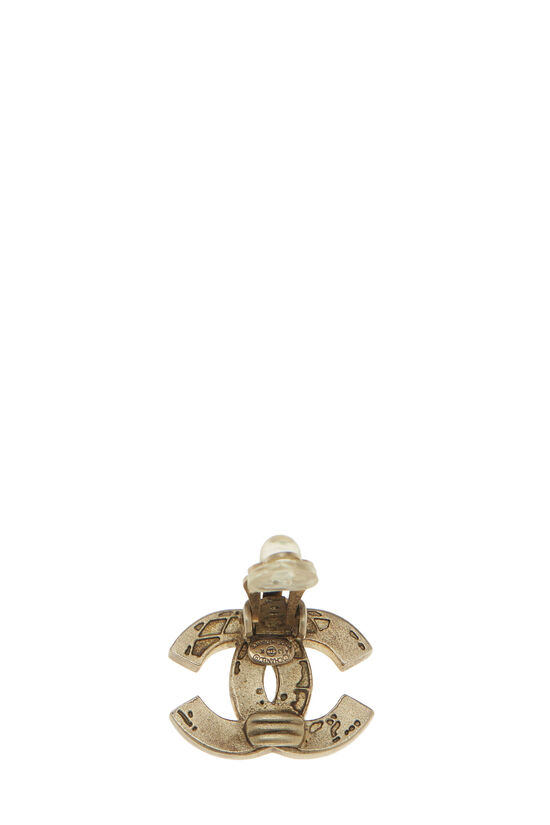 Gold & White Enamel 'CC' Globe Earrings , , large image number 3