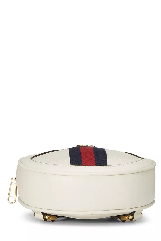 White Leather Ophidia Round Backpack Mini, , large image number 4