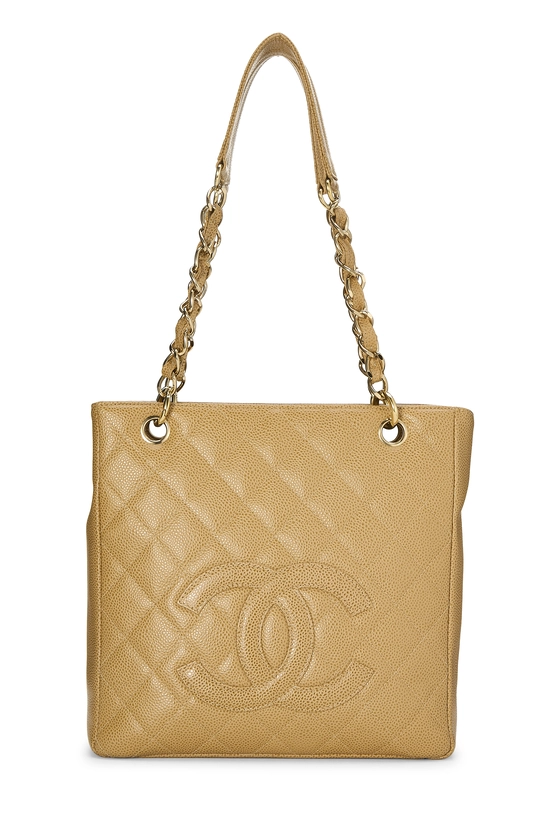 Beige Quilted Caviar Petite Shopping Tote (PST), , large image number 0