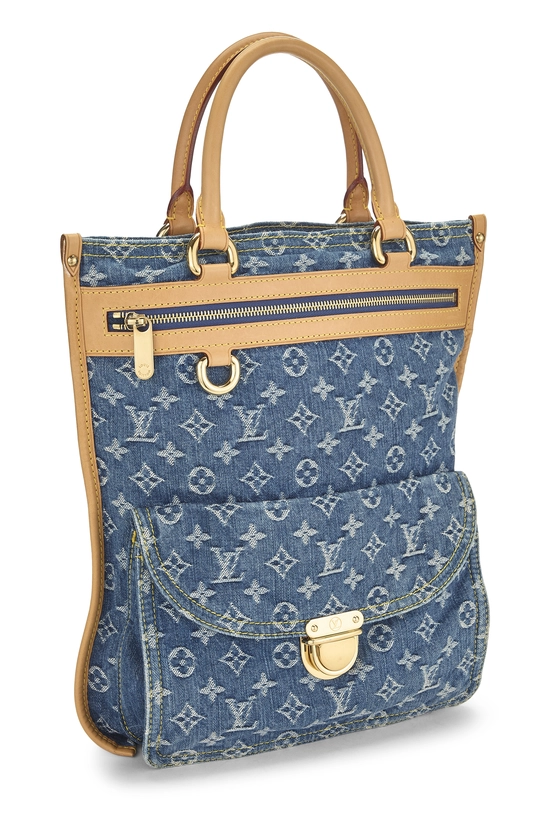 Blue Monogram Denim Flat Shopper, , large image number 1