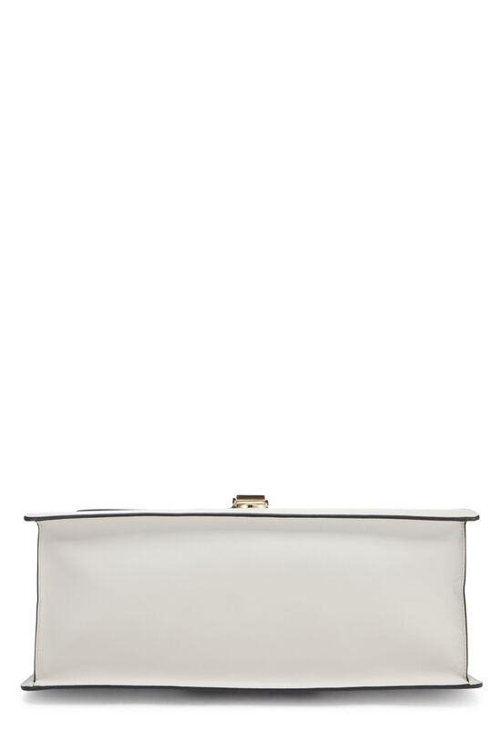 White Leather Sylvie Top Handle Handbag Large, , large image number 6