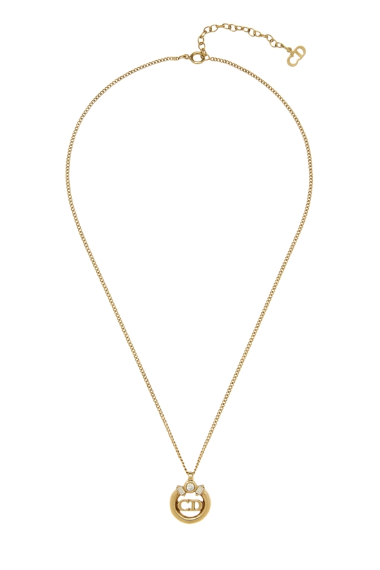 Gold Crystal 'CD' Necklace, , large image number 0