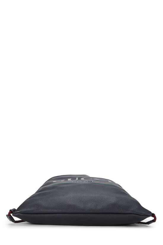 Black Grained Leather Logo Backpack Large, , large image number 4