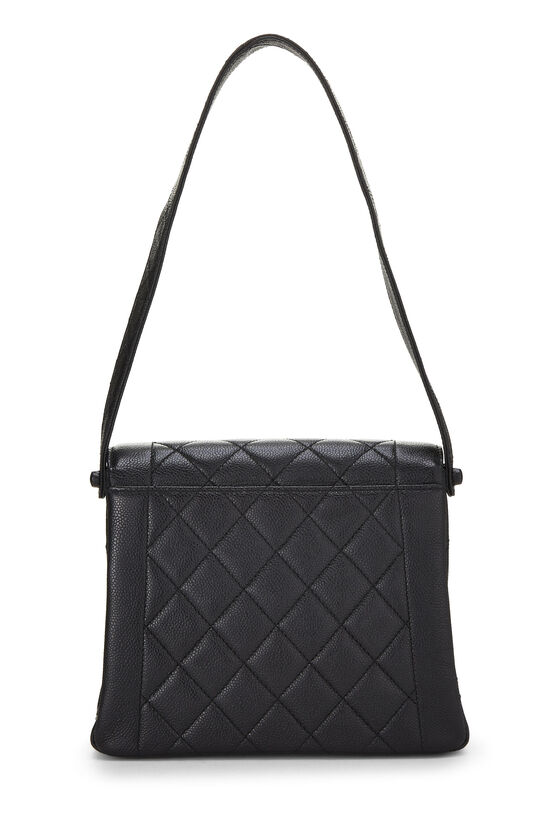 Black Caviar Round Flap Shoulder Bag, , large image number 3