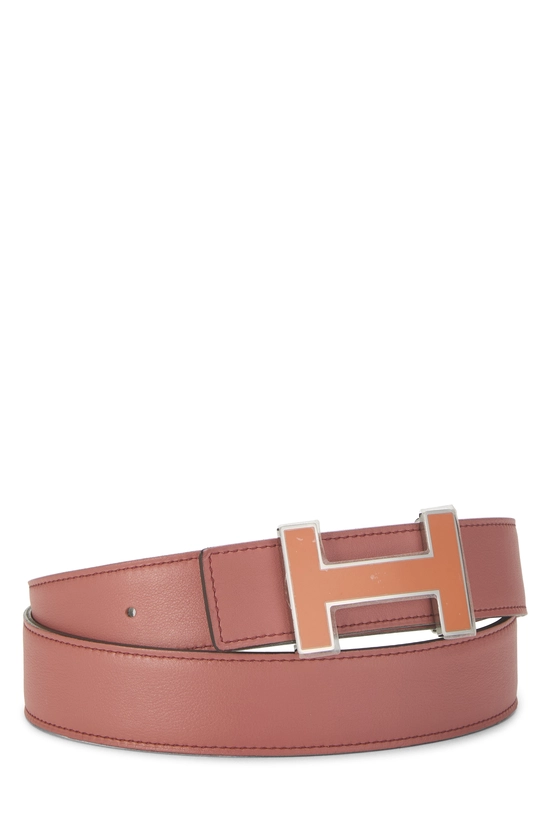 Rose Tea & White Leather Quizz Reversible Belt 90, , large image number 0
