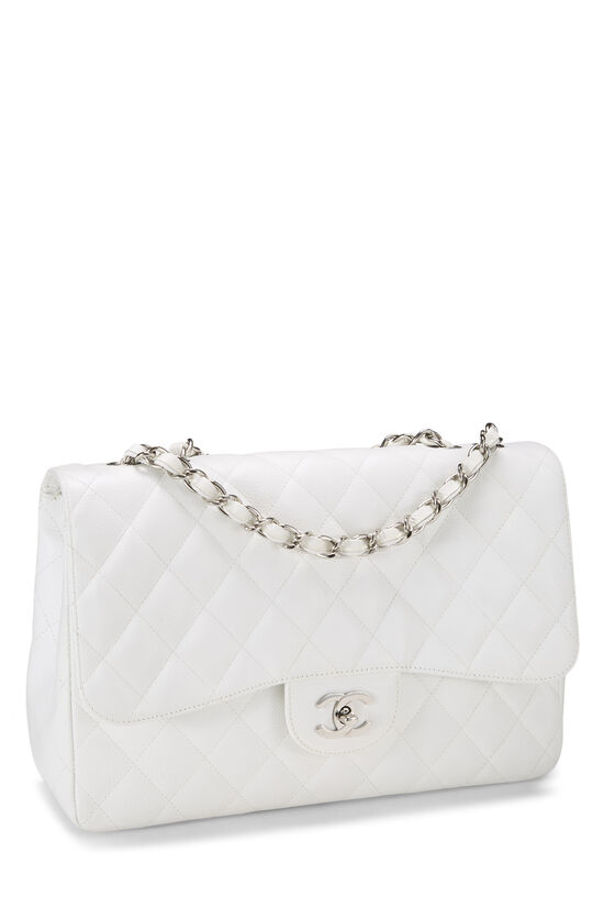 White Quilted Caviar Half Flap Jumbo, , large image number 1