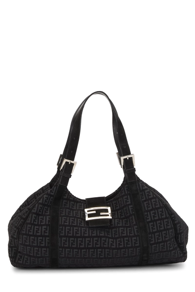 Fendi Black Velour Borsa Sporty Hobo Bag