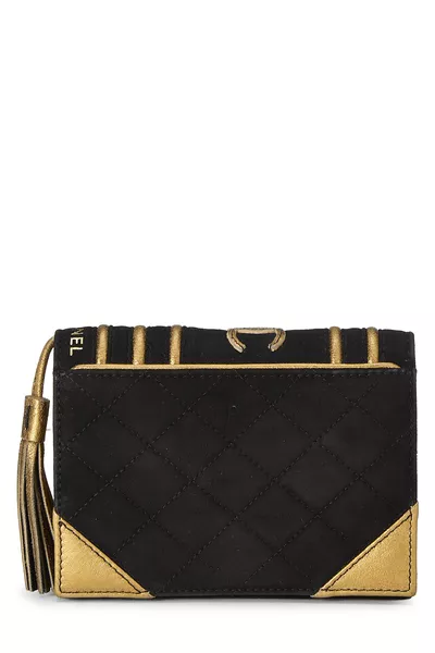 Black Quilted Suede Bible Clutch 