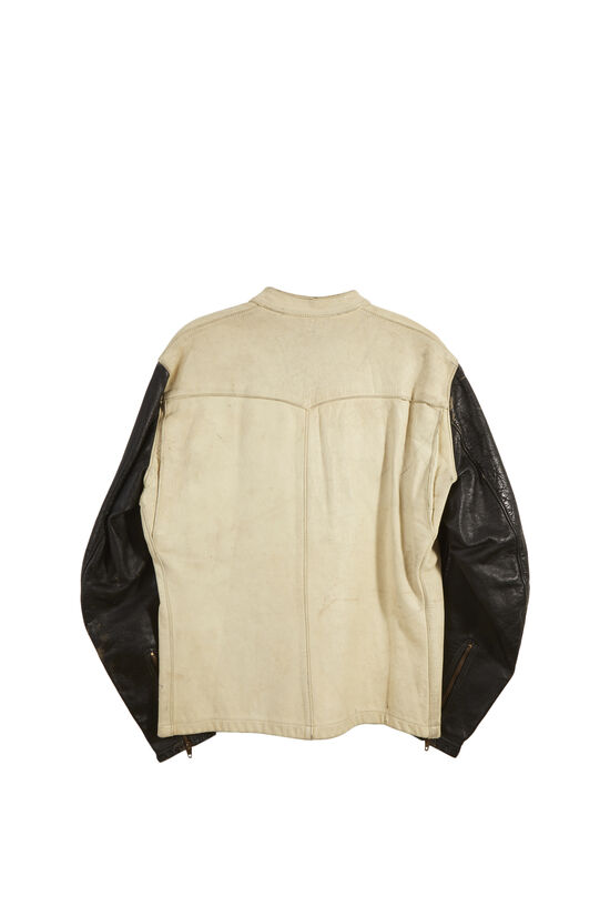 White Leather 1950s Bates Jacket, , large image number 1