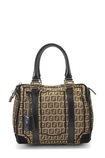 Fendi Black Zucchino Canvas Boston Mini