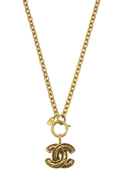 Gold Quilted 'CC' Necklace , , large