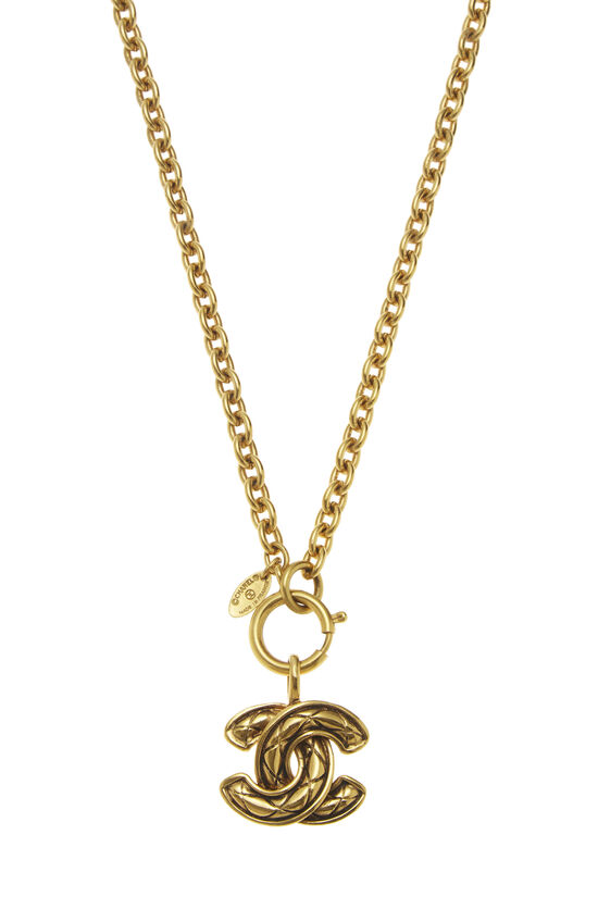 Gold Quilted 'CC' Necklace , , large image number 2