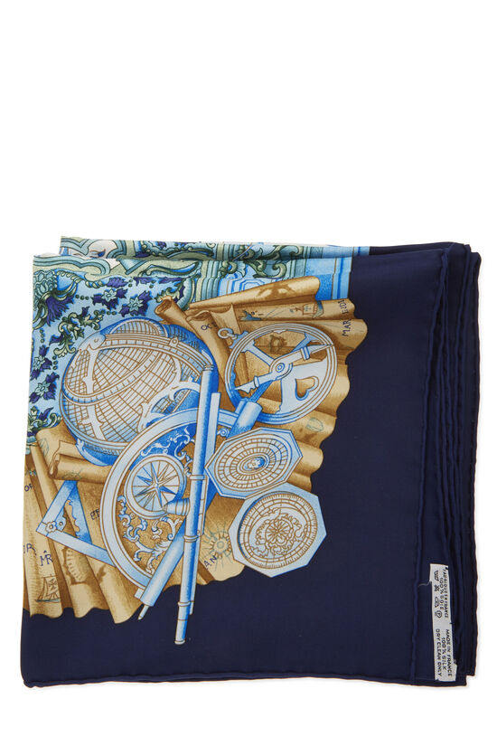 Blue & Multicolor 'Azulejos' Silk Scarf 90, , large image number 1