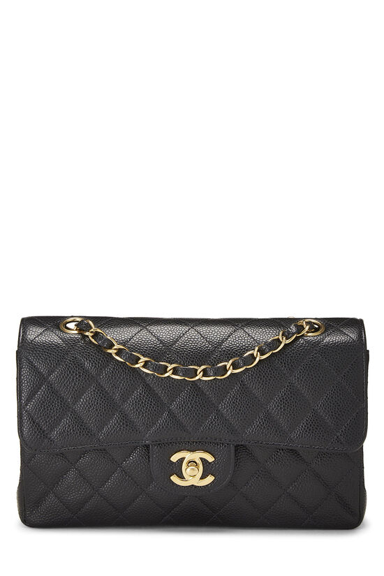 Black Quilted Caviar Classic Double Flap Small, , large image number 0