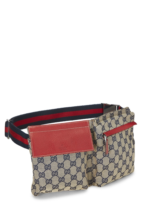 Red Original GG Canvas Web Double Pocket Waist Pouch, , large image number 1