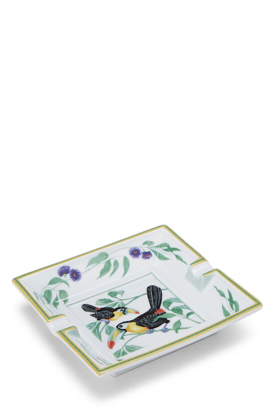 Multicolor Porcelain Toucan Motif Ashtray, , large image number 1