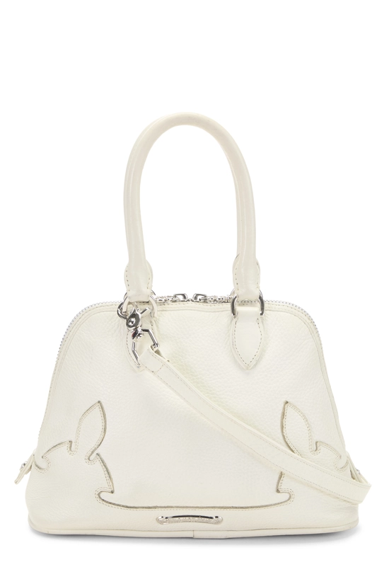 White Leather Cross Top Handle Bag, , large image number 3