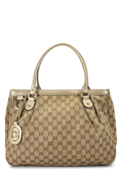 Gucci Gold Original GG Canvas Sukey Handbag Large