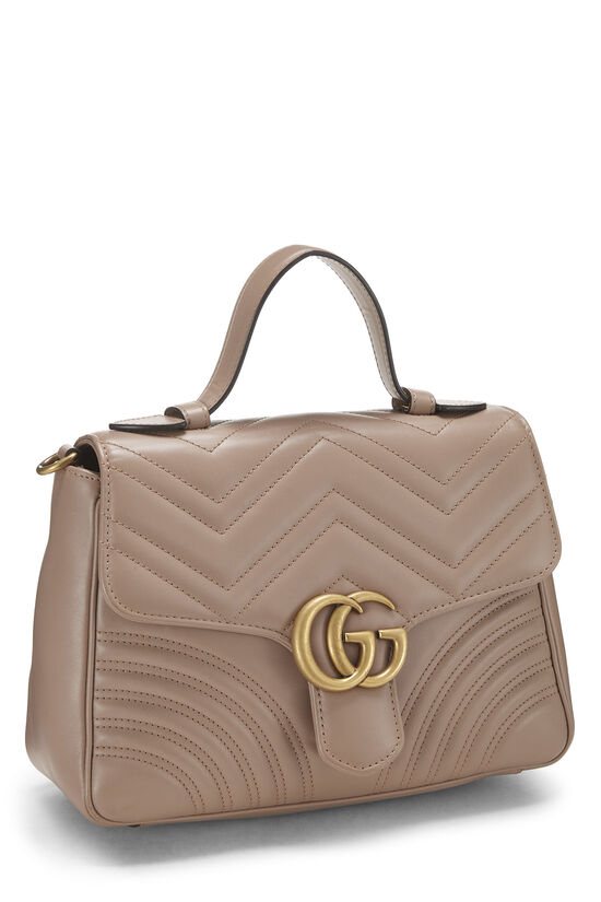 Beige Leather GG Marmont Top Handle Bag Small, , large image number 1
