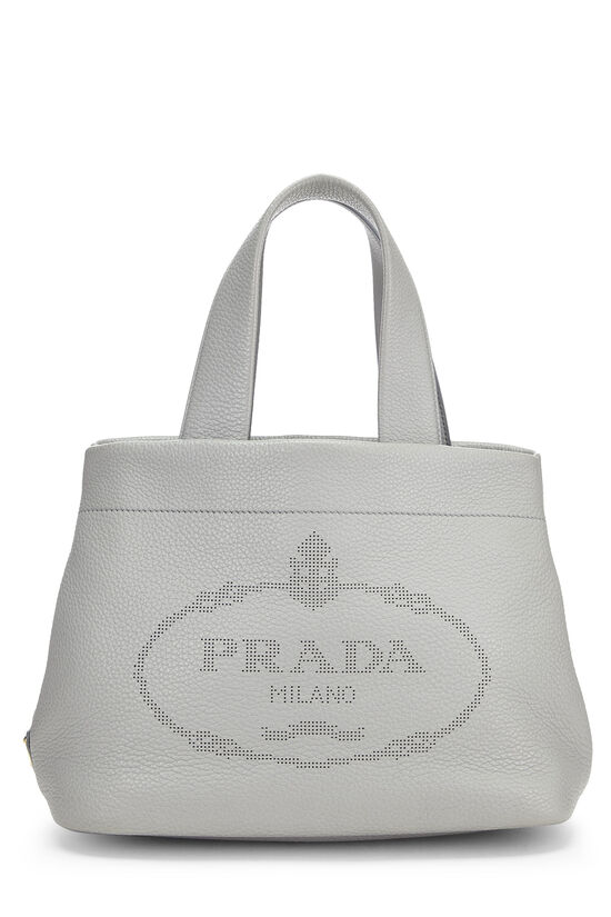 Prada Grey Vitello Daino Perforated Logo Handbag QNB3SIABEB000