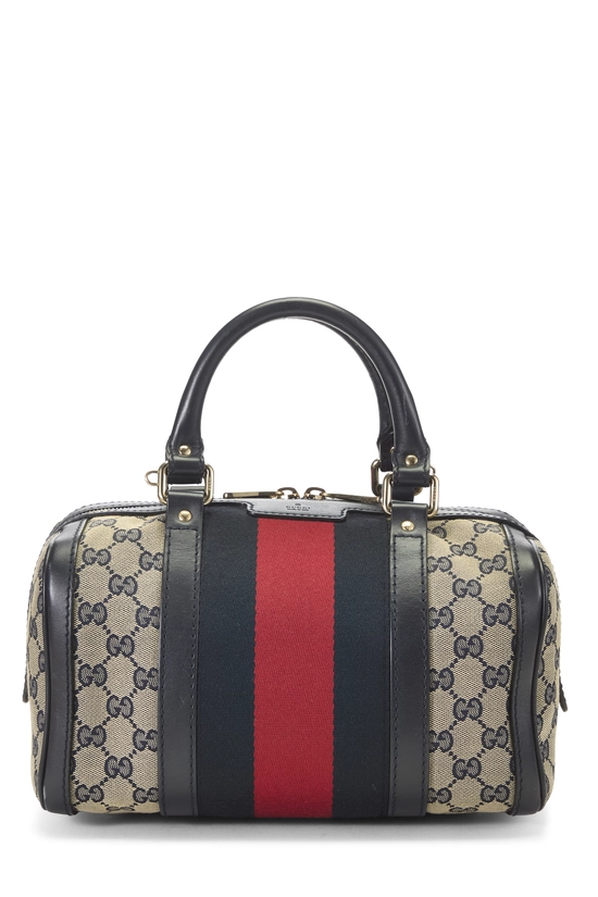 Navy GG Canvas Web Boston Handbag Small, , large image number 0