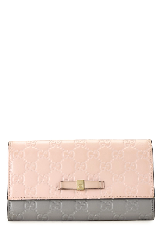 Pink & Grey Guccissima Bow Wallet, , large image number 0
