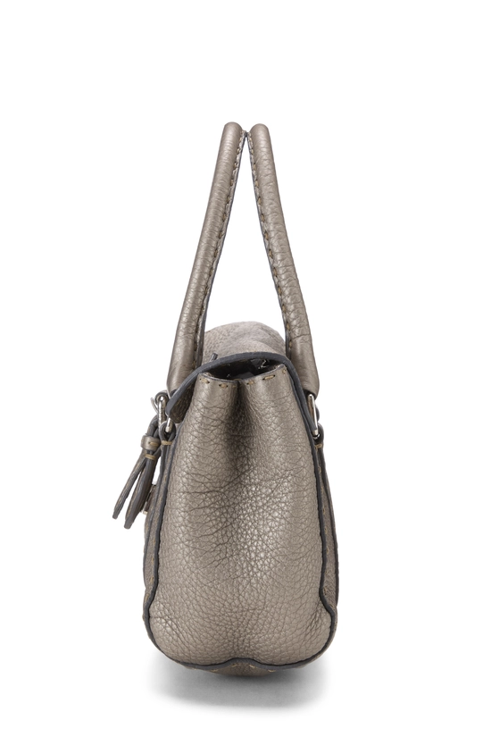 Silver Pebbled Leather Selleria Linda Mini, , large image number 2