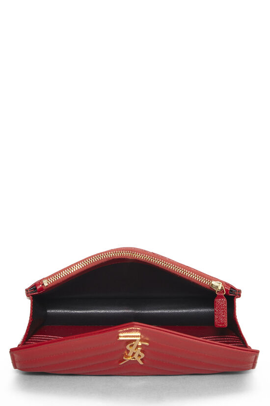 Red Grained Calfskin Envelope Wallet-On-Chain (WOC), , large image number 5