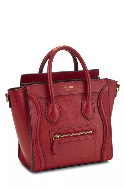 Red Drummed Calfskin Luggage Nano, , large