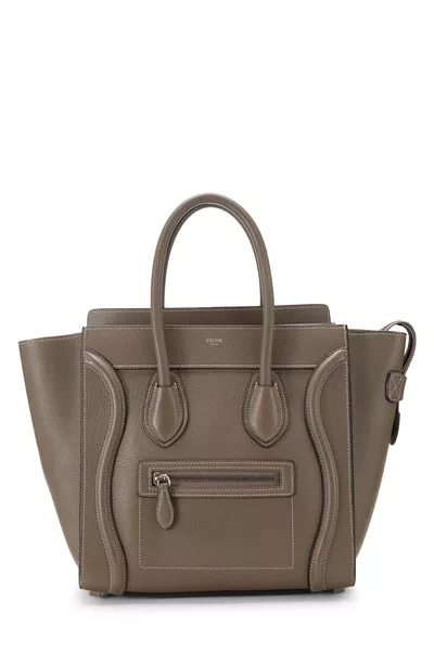 Grey Drummed Calfskin Luggage Micro