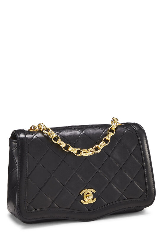 Black Quilted Lambskin Curved Flap Mini, , large image number 1