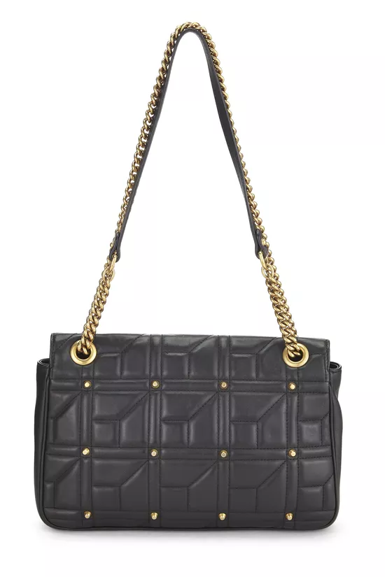 Black Studded Leather GG Marmont Shoulder Bag, , large image number 3