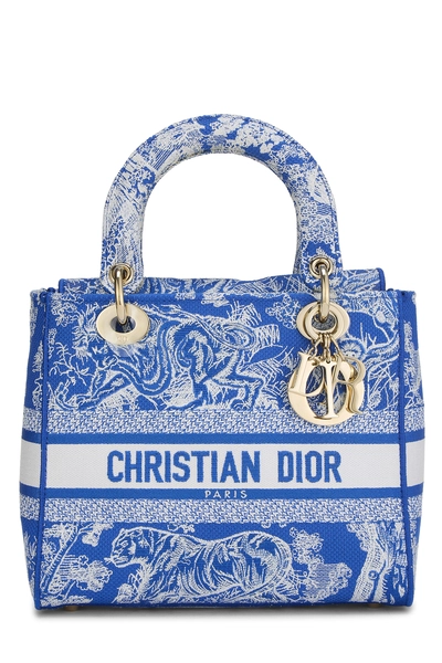 Blue Embroidered Canvas Lady D-Lite Medium