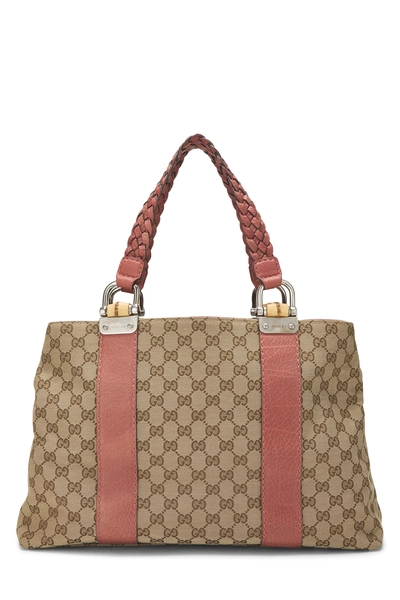 Orange Original GG Canvas Bamboo Bar Tote