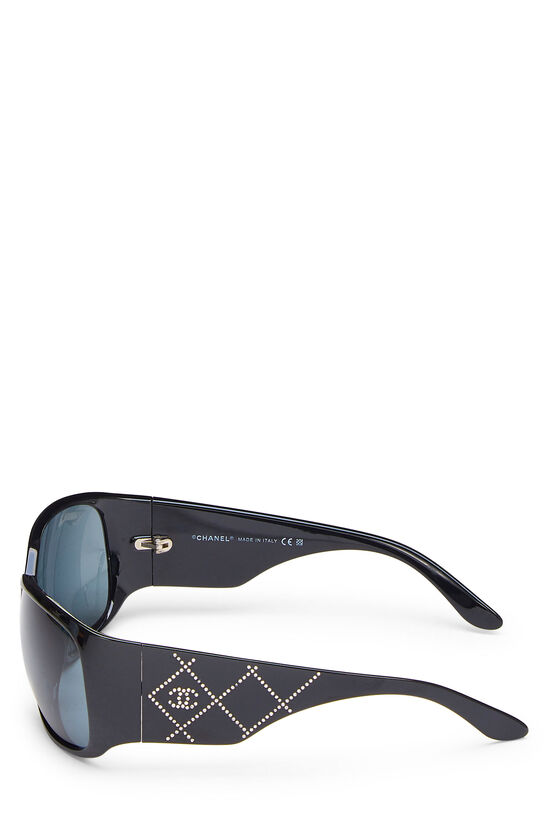 Black Acetate Crystal 'CC' Sunglasses, , large image number 4