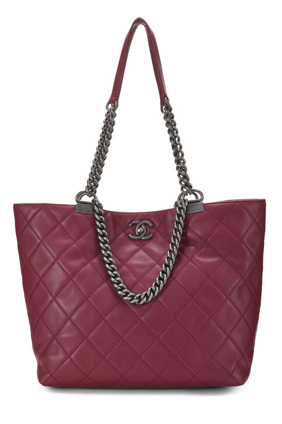 Burgundy Calfskin Shopping In Chains Tote, , large image number 0