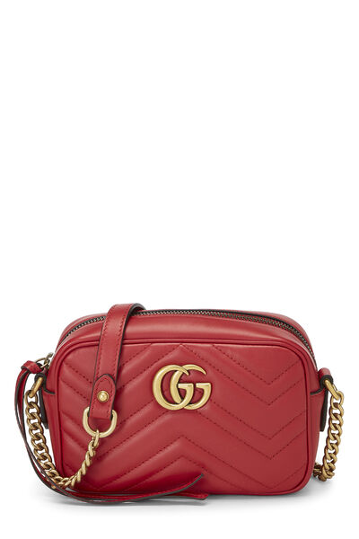 Red Leather GG Marmont Crossbody Mini