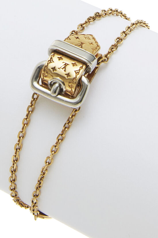 Louis Vuitton, Jewelry, Louis Vuitton Nanogram Tag Charm Gold Silver  Bracelet