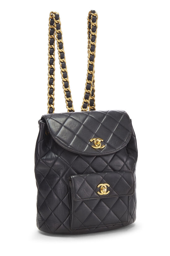 Black Quilted Lambskin 'CC' Classic Backpack Small, , large image number 3
