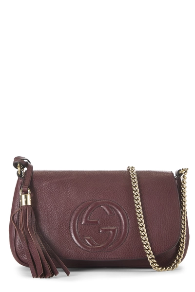Burgundy Grained Leather Soho Chain Flap Crossbody