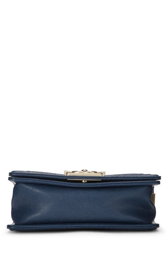 Chanel Macro Flap Bag Chevron Caviar Small Blue 21663316
