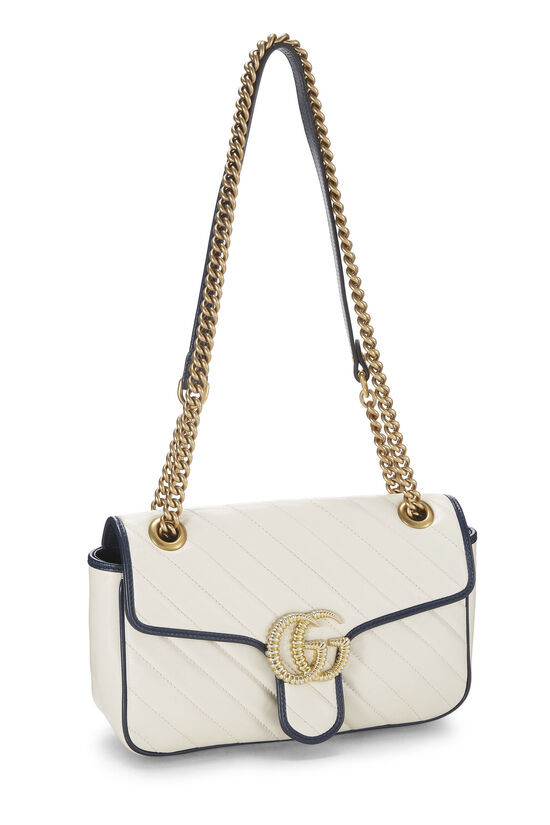 White Leather Torchon GG Marmont Shoulder Bag Small, , large image number 1