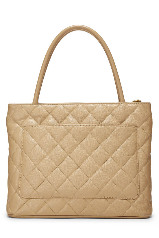 Chanel Beige Quilted Caviar Medallion Tote Q6B02H0FIB175 | WGACA 