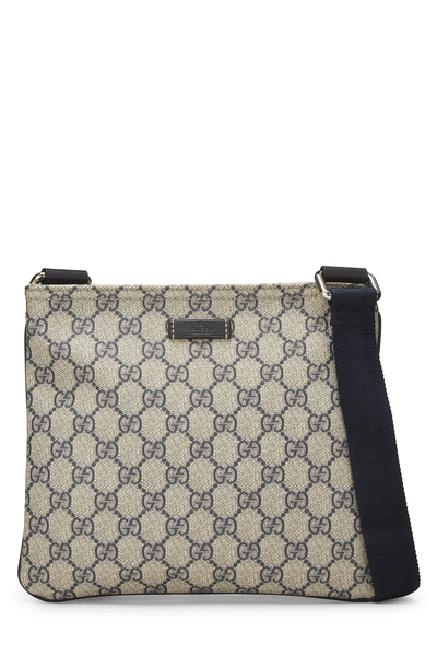 Gucci Navy GG Canvas Flat Messenger Small
