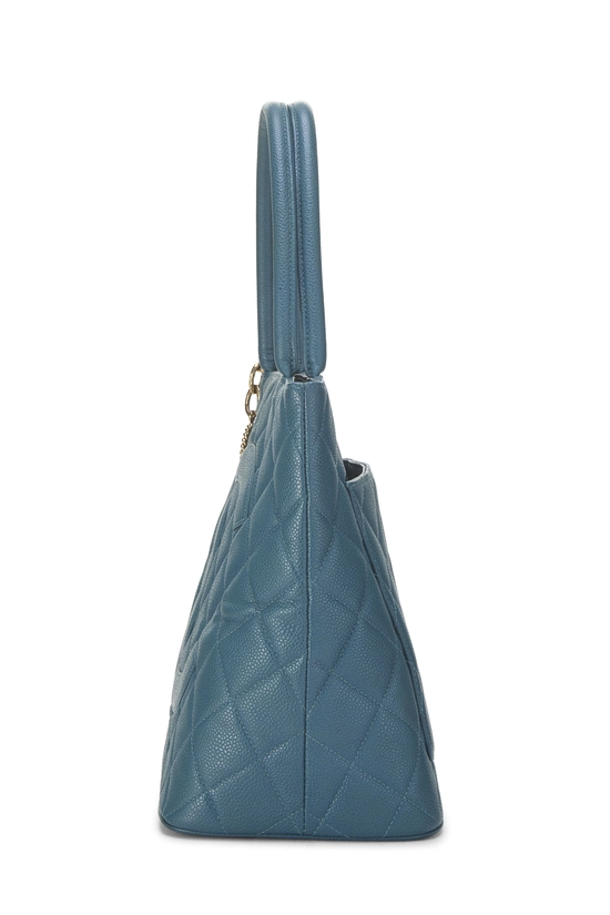 Blue Quilted Caviar Medallion Tote, , large image number 2