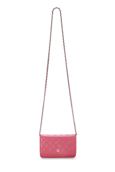 Pink Quilted Lambskin Classic Wallet On Chain (WOC), , large