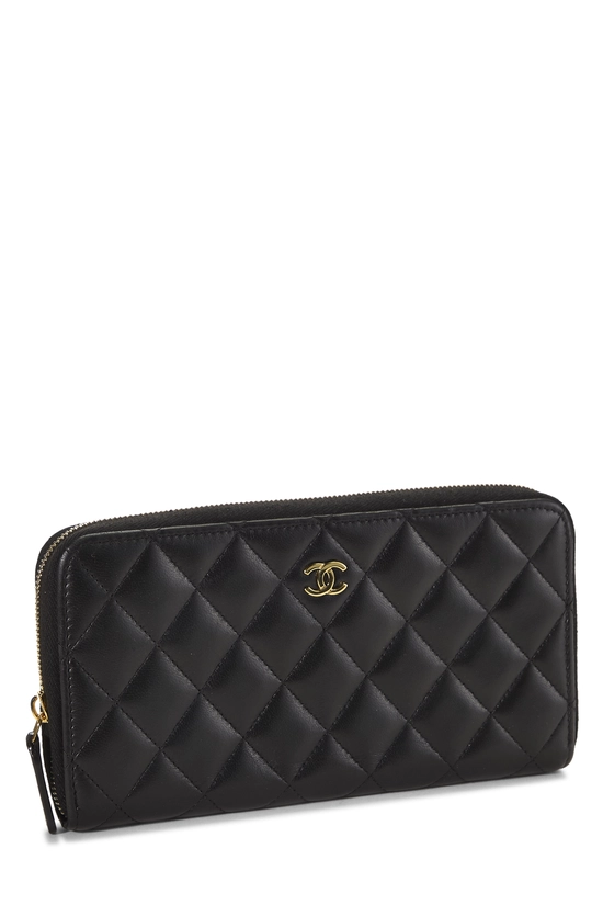 Black Lambskin Zip Around Wallet, , large image number 1