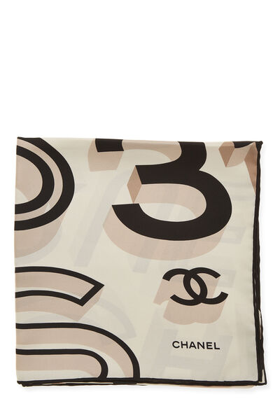  Chanel, Pre-Loved Multicolor Silk Logo Printed Scarf