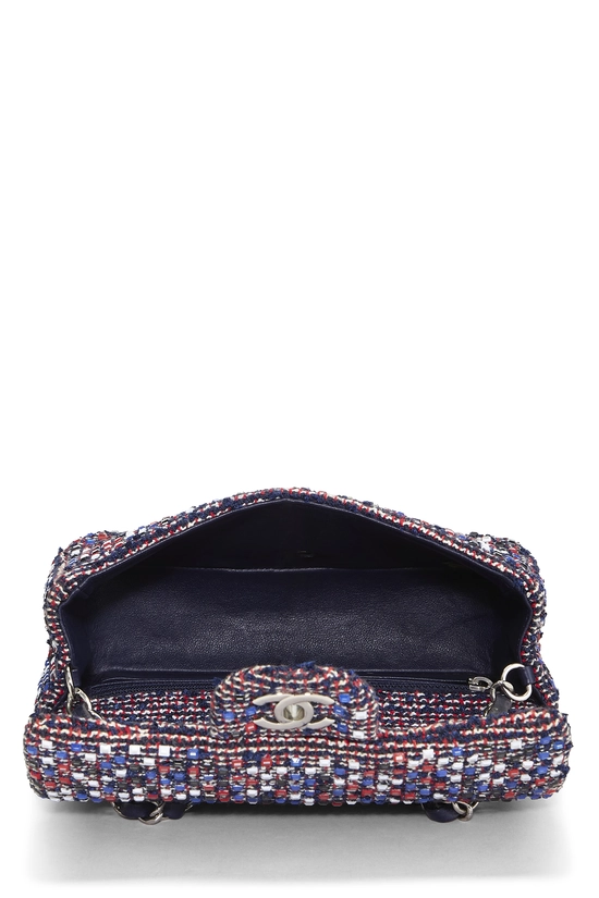 Mulitcolored Embellished Tweed Rectangular Flap Mini, , large image number 5